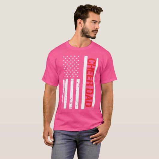 Grappige Cheer Dad USA Amerikaanse vlag Cheerleadi T-shirt (Voorkant volledig)