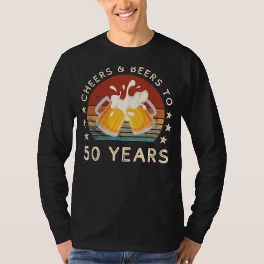 Grappige Cheers en Biertjes 50e Verjaardagsfeest T T-shirt (Voorkant)