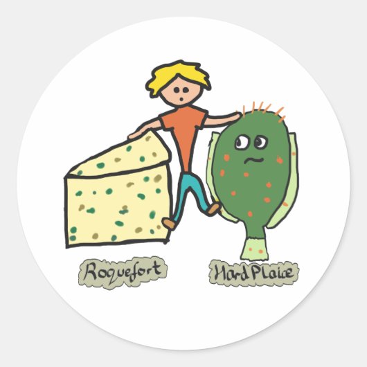 Grappige Cheese Rock en Hard Place Pun Ronde Sticker (Voorkant)
