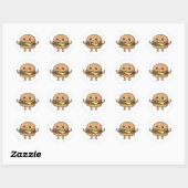 Grappige Cheeseburger Doodle, Kawaii Stijl Ronde Sticker (Vel)