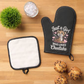 Grappige Cheetah Citaat  Ovenwant & Pannenlap Set (Top down)