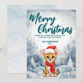 Grappige Cheetah Vrolijk Kerstboom sneeuw Vakantie Feestdagenkaart (Voorkant / Achterkant)