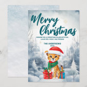 Grappige Cheetah Vrolijk Kerstboom sneeuw Vakantie Feestdagenkaart (Voorkant / Achterkant)