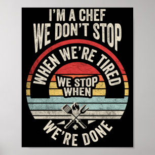 Grappige chef citaat retro vintage koken grillen poster