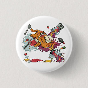 Grappige Chef Kat Keukenramp Knop Ronde Button 3,2 Cm