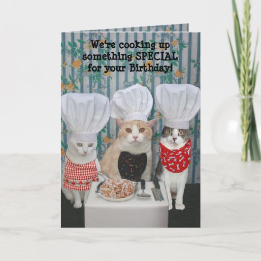Grappige Chef Katten Verjaardag Kaart (Voorkant)