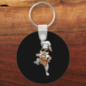 Grappige Chef Konijn Cool Baker Konijn Kook Cartoo Sleutelhanger (Voorkant)