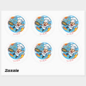 Grappige chef mascotte ronde sticker (Vel)