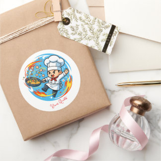 Grappige chef mascotte ronde sticker