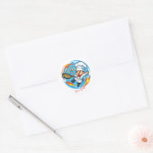 Grappige Chef Mascotte Ronde Sticker (Envelop)