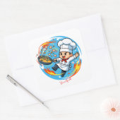 Grappige Chef Mascotte Vierkante Sticker (Envelop)