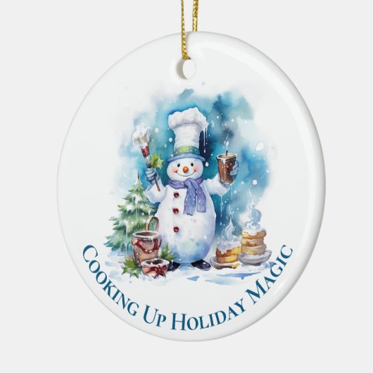 Grappige Chef Snowman Kerstversiering Keramisch Ornament (Links)