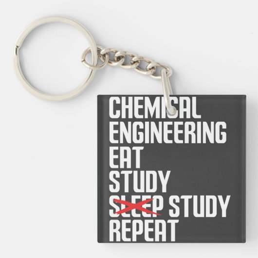 Grappige Chemische Techniek Eet Studeren Herhaal C Sleutelhanger (voorkant)