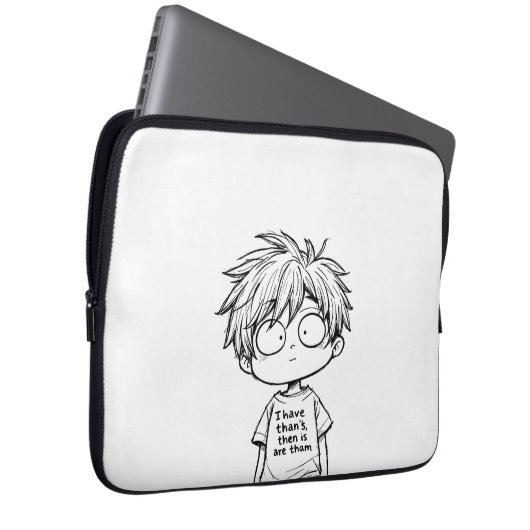 Grappige Chibi Anime Jongen Elektronica Tas (Voorkant Rechts)
