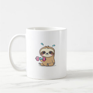 Grappige Chibi Luiaard Workout  Schattige Kawaii G Koffiemok