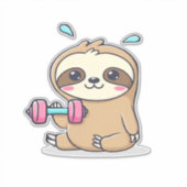 Grappige Chibi Luiaard Workout Schattige Kawaii G Sticker (Voorkant)