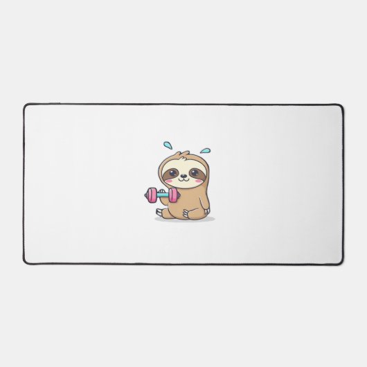 Grappige Chibi Sloth Workout Schattigee Kawaii Gym Bureaumat (Voorkant)