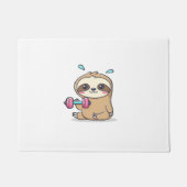Grappige Chibi Sloth Workout Schattigee Kawaii Gym Deurmat (Voorkant)