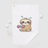 Grappige Chibi Sloth Workout Schattigee Kawaii Gym Golfhanddoek (Insitu)