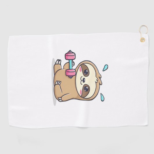 Grappige Chibi Sloth Workout Schattigee Kawaii Gym Golfhanddoek (Horizontaal)