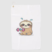 Grappige Chibi Sloth Workout Schattigee Kawaii Gym Golfhanddoek (Voorkant)
