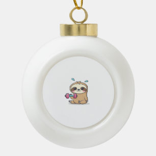 Grappige Chibi Sloth Workout Schattigee Kawaii Gym Keramische Bal Ornament
