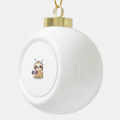 Grappige Chibi Sloth Workout Schattigee Kawaii Gym Keramische Bal Ornament (Rechts)