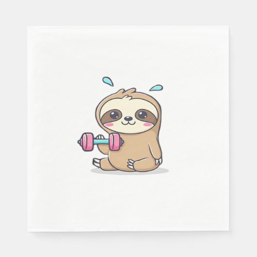 Grappige Chibi Sloth Workout Schattigee Kawaii Gym Servet (Voorkant)