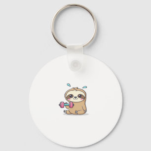 Grappige Chibi Sloth Workout Schattigee Kawaii Gym Sleutelhanger