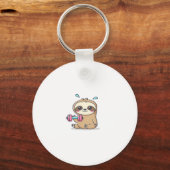 Grappige Chibi Sloth Workout Schattigee Kawaii Gym Sleutelhanger (Voorkant)