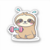 Grappige Chibi Sloth Workout Schattigee Kawaii Gym Sticker (Voorkant)