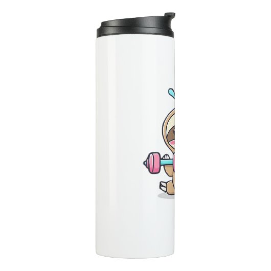 Grappige Chibi Sloth Workout Schattigee Kawaii Gym Thermosbeker (Gedraaid links)