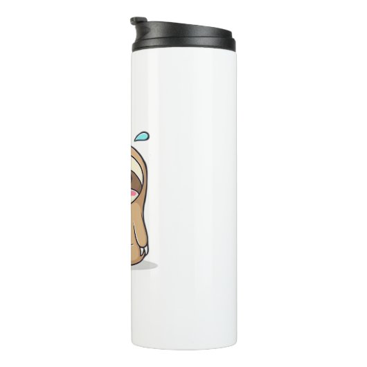 Grappige Chibi Sloth Workout Schattigee Kawaii Gym Thermosbeker (Geroteerd rechts)