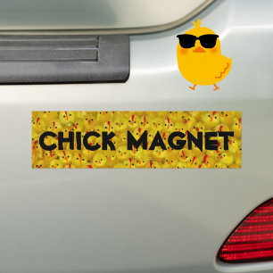 Grappige CHICK MAGNEET Joke Yellow Chicks Bumpersticker