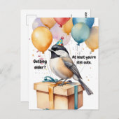 Grappige Chickadee Verjaardag Humor met Ballonnen Briefkaart (Voorkant / Achterkant)