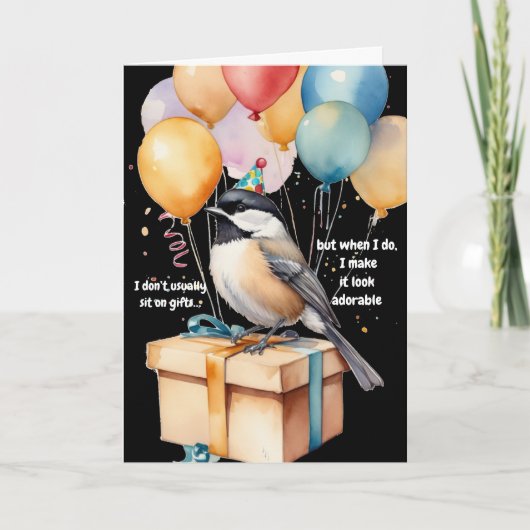 Grappige Chickadee Verjaardagsfeest Uitnodigings K (Voorkant)
