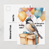 Grappige Chickadee Verjaardagshumor met Ballonnen Briefkaart (Voorkant / Achterkant)