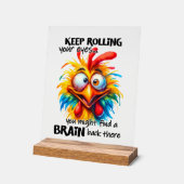 Grappige Chicken Eye Roll woordkunst Acryl Bord (Hoek)