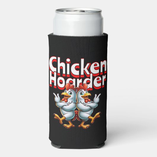 Grappige Chicken Hoarder gepersonaliseerd Seltzer Blikjeskoeler (Seltzer Achterkant)