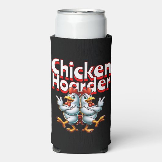 Grappige Chicken Hoarder gepersonaliseerd Seltzer Blikjeskoeler (Seltzer Voorkant)