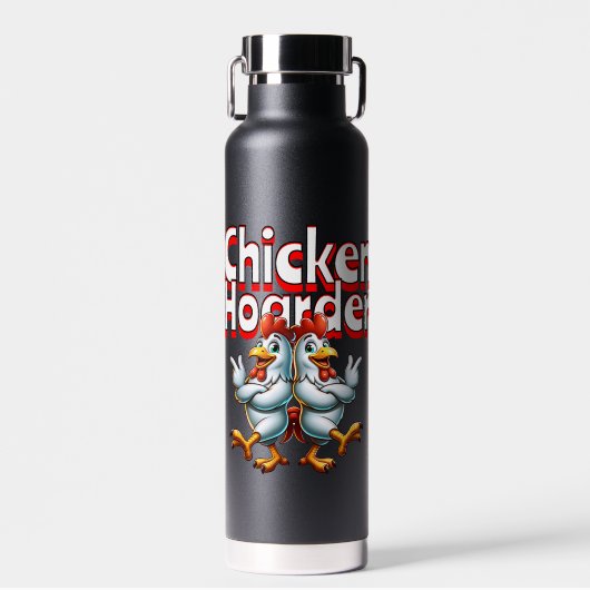 Grappige Chicken Hoarder gepersonaliseerd Waterfles (Voorkant)