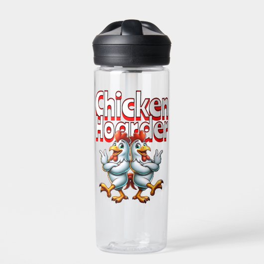 Grappige Chicken Hoarder gepersonaliseerd Waterfles (Voorkant)