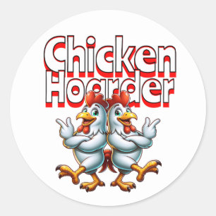 Grappige Chicken Hoarder Ronde Sticker