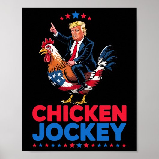 Grappige Chicken Jockey Trump Meme Poster (Voorkant)