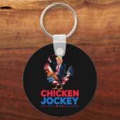Grappige Chicken Jockey Trump Meme Sleutelhanger (Voorkant)