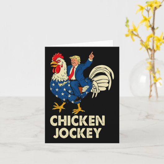 Grappige Chicken Jockey Trump meme voor mannen en  Kaart (Gele Bloem)