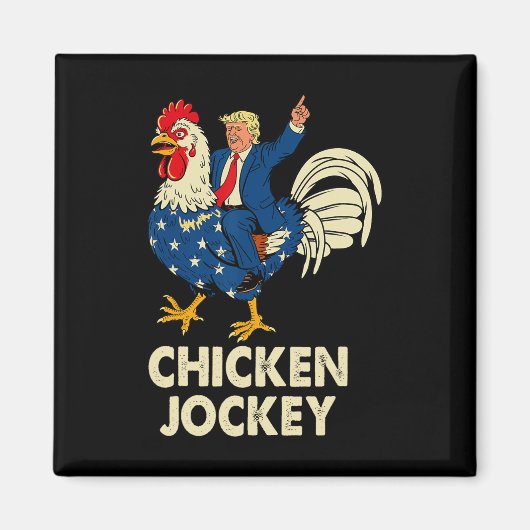 Grappige Chicken Jockey Trump meme voor mannen en Magneet (Voorkant)