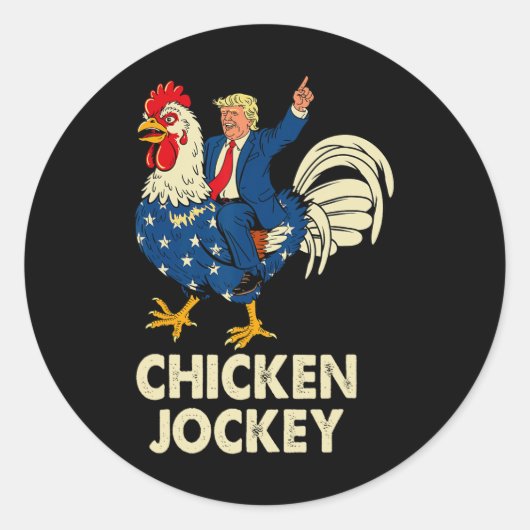 Grappige Chicken Jockey Trump meme voor mannen en  Ronde Sticker (Voorkant)