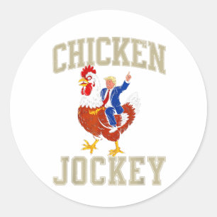 Grappige Chicken Jockey Trump Ronde Sticker