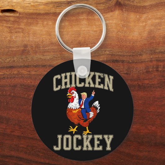 Grappige Chicken Jockey Trump Sleutelhanger (Voorkant)